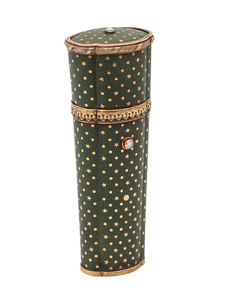 CARTIER Paris 1900 Edwardian Nécessaire Case In 18Kt Gold With Green Lacquer