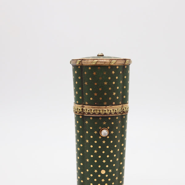 CARTIER Paris 1900 Edwardian Nécessaire Case In 18Kt Gold With Green Lacquer