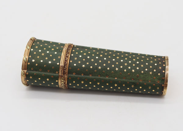 CARTIER Paris 1900 Edwardian Nécessaire Case In 18Kt Gold With Green Lacquer