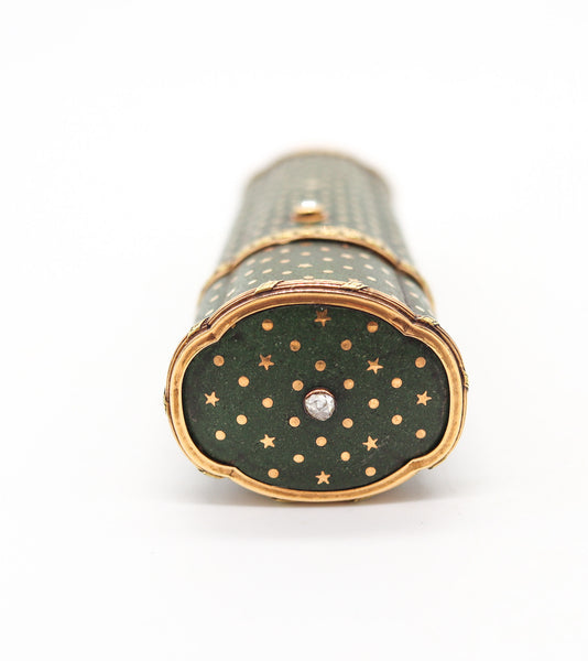 CARTIER Paris 1900 Edwardian Nécessaire Case In 18Kt Gold With Green Lacquer