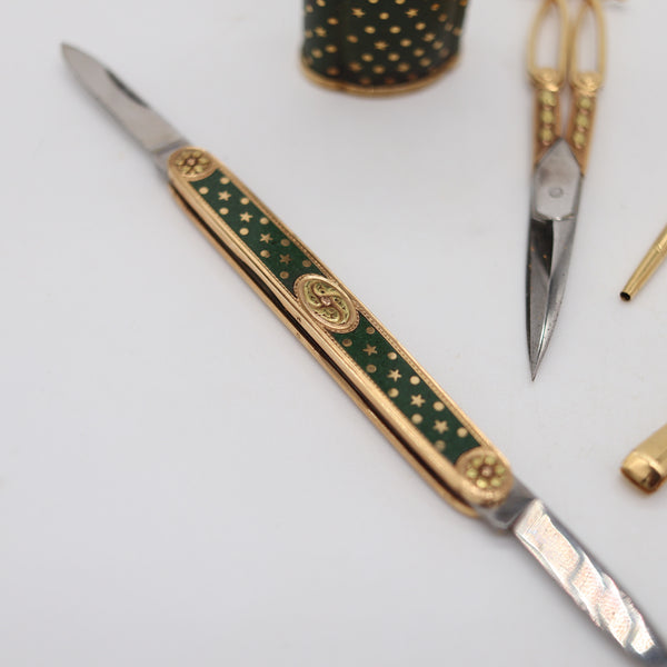 CARTIER Paris 1900 Edwardian Nécessaire Case In 18Kt Gold With Green Lacquer