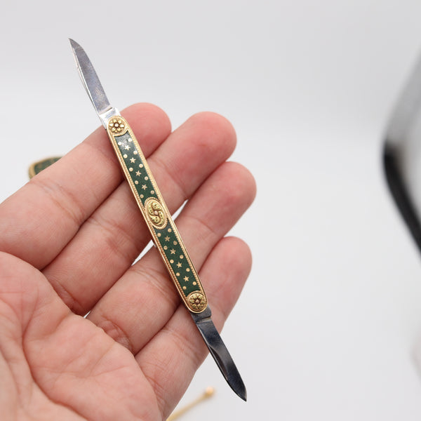 CARTIER Paris 1900 Edwardian Nécessaire Case In 18Kt Gold With Green Lacquer