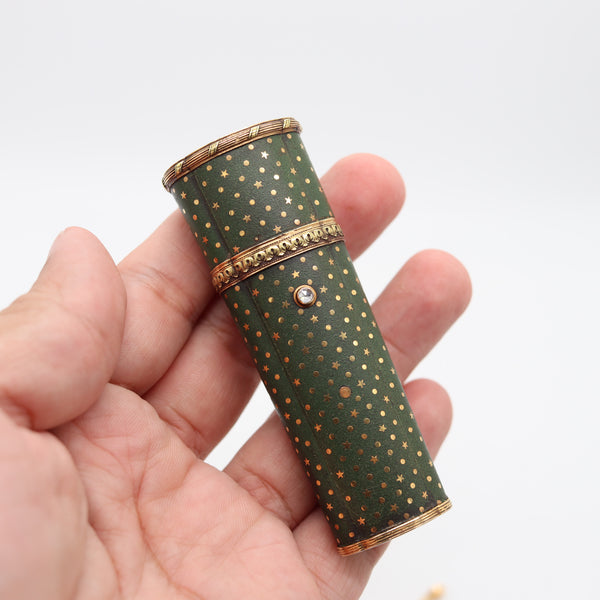 CARTIER Paris 1900 Edwardian Nécessaire Case In 18Kt Gold With Green Lacquer