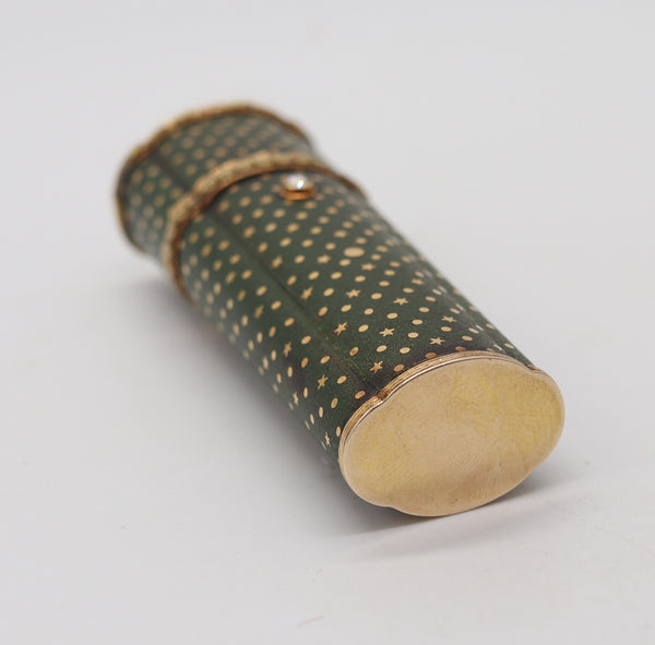 CARTIER Paris 1900 Edwardian Nécessaire Case In 18Kt Gold With Green Lacquer