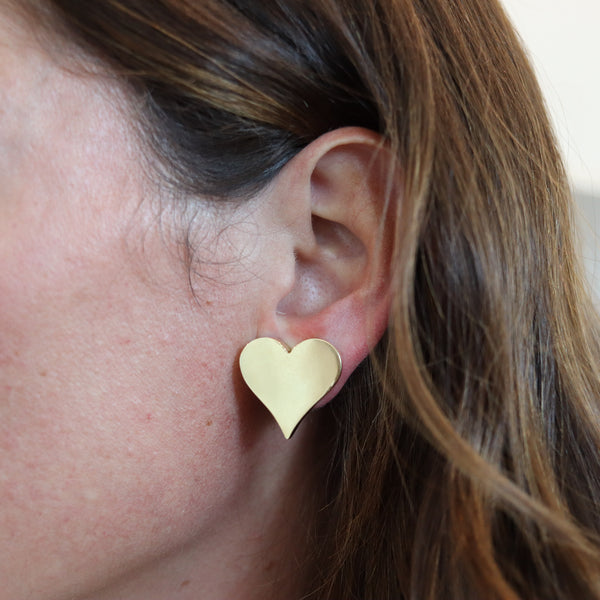 ALDO CIPULLO 1972 Playful As Hearted Clips-On Earrings In Solid 18Kt Yellow Gold