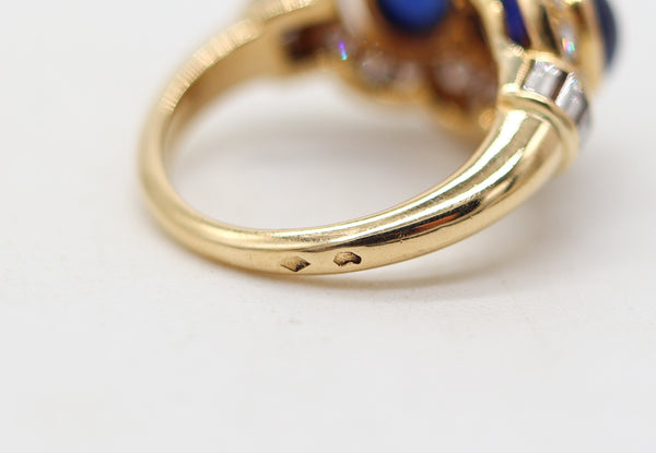 CARTIER Paris Cocktail Ring In 18Kt Yellow Gold With 3.73 Ctw Sapphires & Diamonds