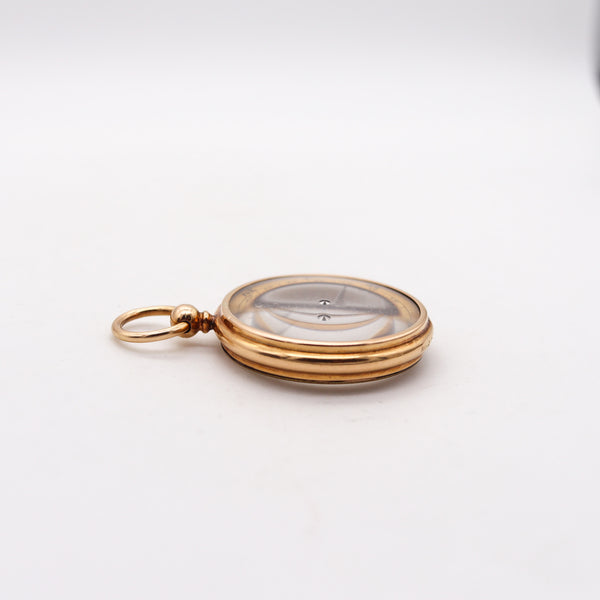 FRANCIS BARKER & SON 1907 London Antique Compass Pendant In 15Kt Yellow Gold