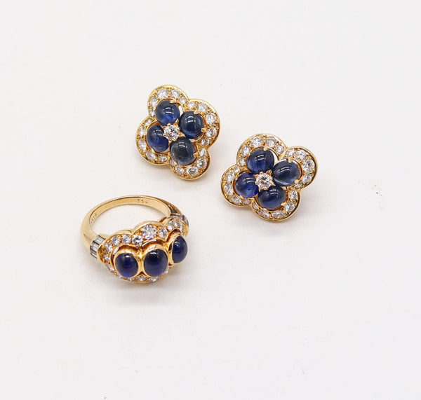 CARTIER Paris 1970 Clips-On Earrings In 18Kt Gold With 9.85 Ctw Sapphires & Diamonds