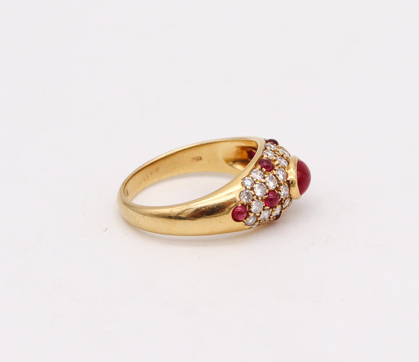-Cartier Paris 1970 Corinth Ring In 18Kt Gold With 2.11 Ctw In Diamonds And Rubies