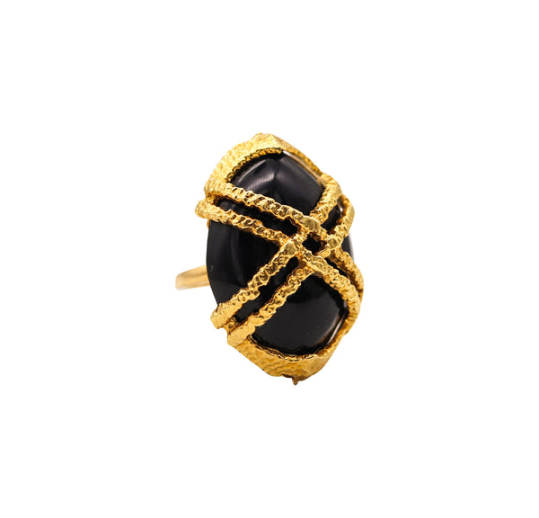 -Cartier New York Cocktail Ring In 18Kt yellow Gold With Oval Black Jade