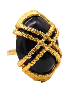 -Cartier New York Cocktail Ring In 18Kt yellow Gold With Oval Black Jade