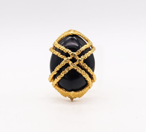 -Cartier New York Cocktail Ring In 18Kt yellow Gold With Oval Black Jade