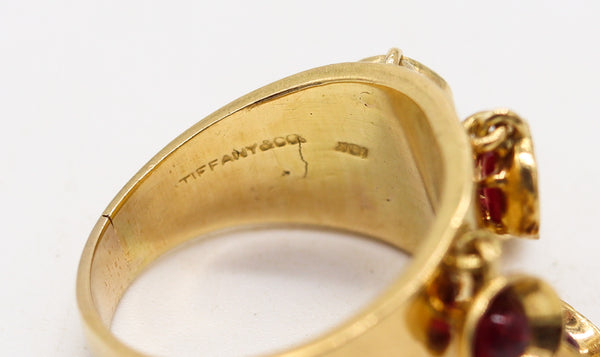 TIFFANY & CO. 1968 Jean Schlumberger Kinetic Ring In 18Kt Yellow Gold With Rubies