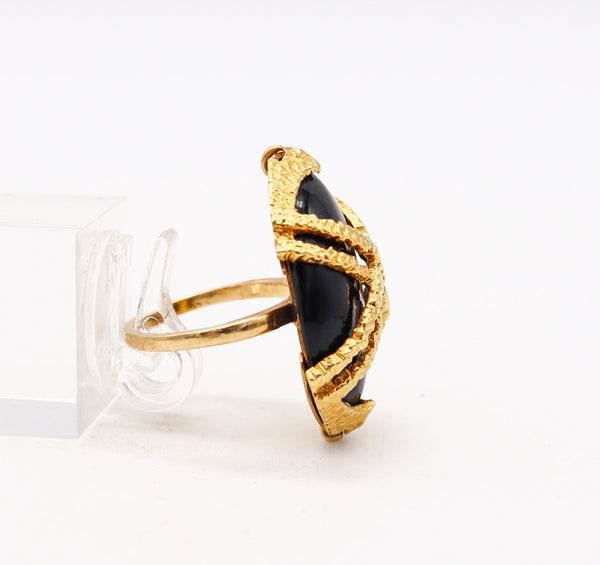 -Cartier New York Cocktail Ring In 18Kt yellow Gold With Oval Black Jade