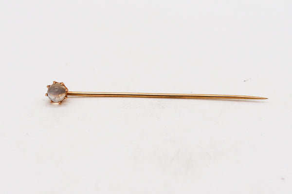 -Edwardian 1910 Pair of Stick Pins In 14Kt Yellow Gold with Cat's Eye Moonstones