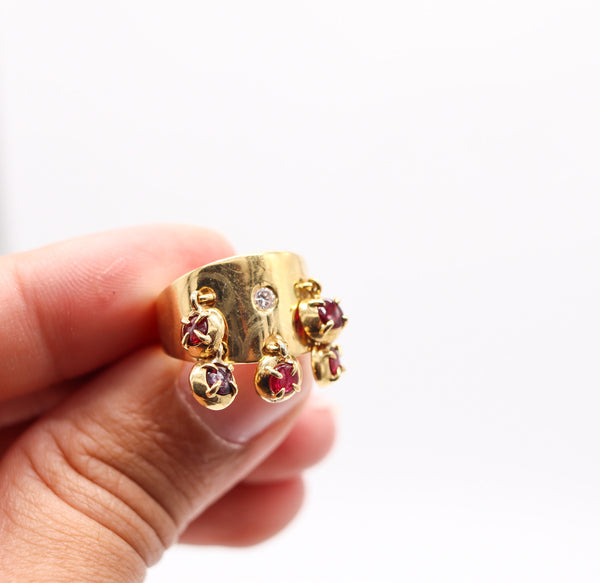 TIFFANY & CO. 1968 Jean Schlumberger Kinetic Ring In 18Kt Yellow Gold With Rubies