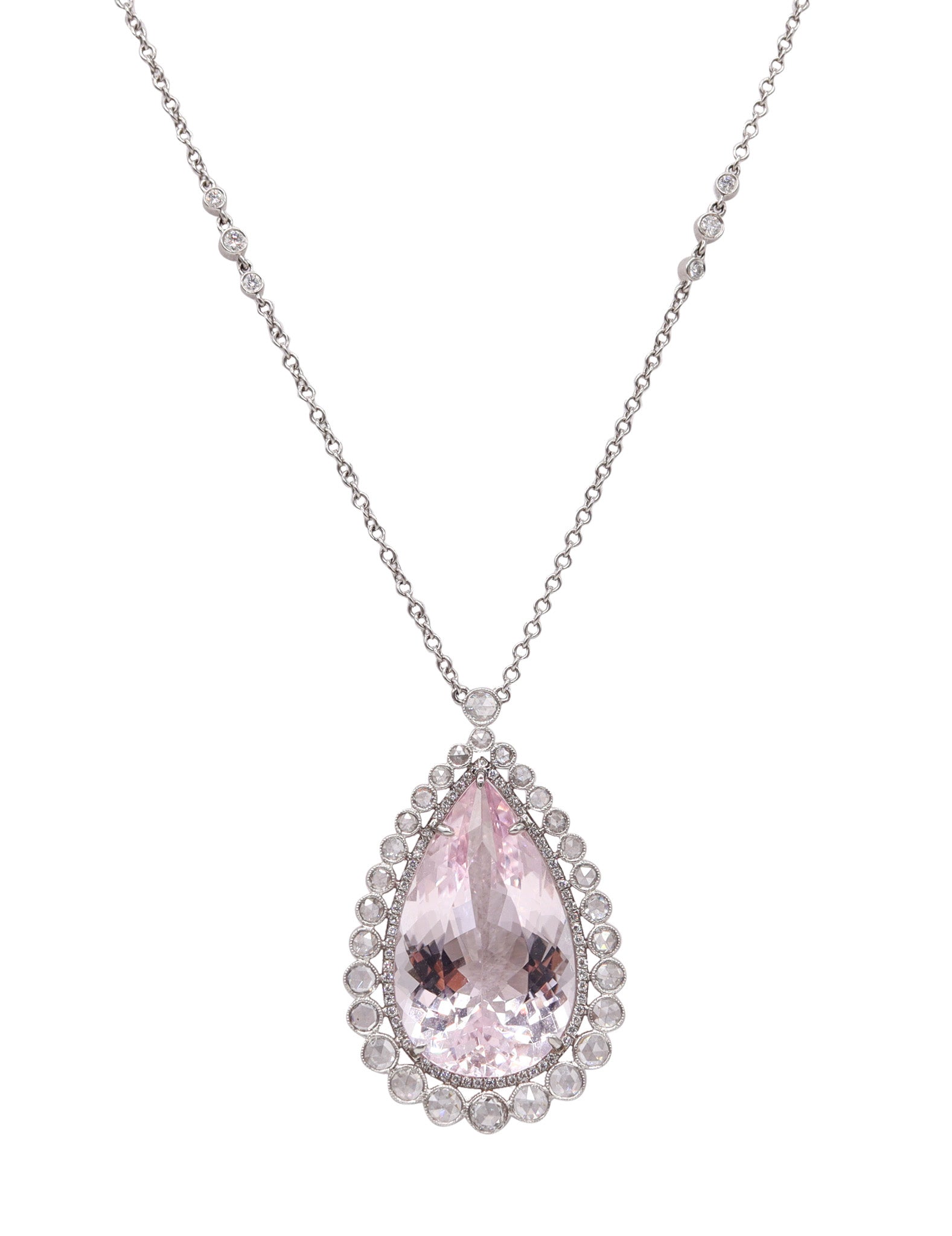TIFFANY & CO. Long Platinum Necklace With Ctw In Kunzite And Diamonds