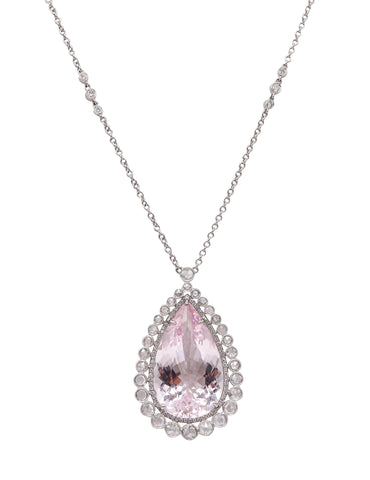 TIFFANY & CO. Long Platinum Necklace With Ctw In Kunzite And Diamonds