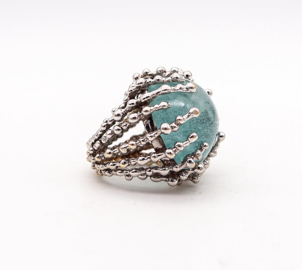 -Garnazelle Paris Boule D'Amour Cocktail Ring In 18Kt Gold With 68 Ctw Aquamarine