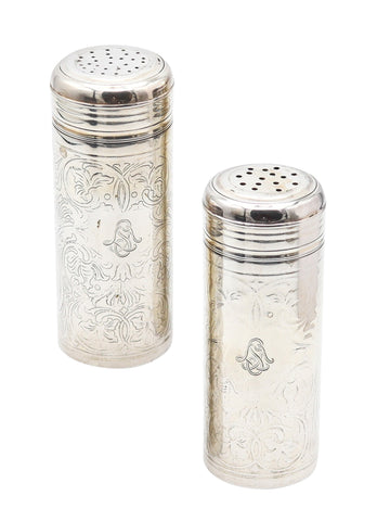 TIFFANY & CO. 1909 John C. Moore Salt-Pepper Shakers In .925 Sterling Silver
