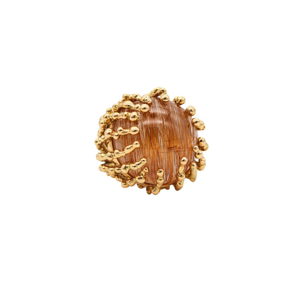 GARNAZELLE Paris Boule D'Amour Cocktail Ring In 18Kt Gold With 107 Ctw Rutile Quartz