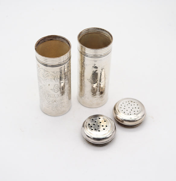 TIFFANY & CO. 1909 John C. Moore Salt-Pepper Shakers In .925 Sterling Silver