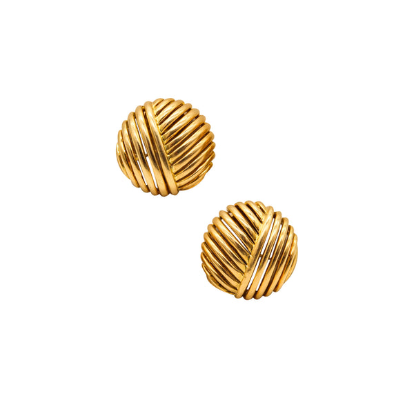 -Tiffany & Co. Vintage Bombe Buttons Geometric Earrings In Solid 18Kt Yellow Gold
