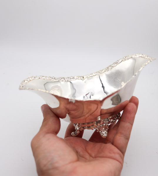 TIFFANY & CO. 1901 Charles T. Cook Four-Legged Nut Dish In .925 Sterling Silver