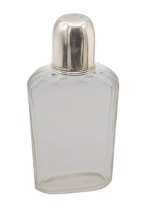 AMERICAN 1920 Art Deco Skyscraper Liquor Flask In Cut Glass & 925 Sterling Silver