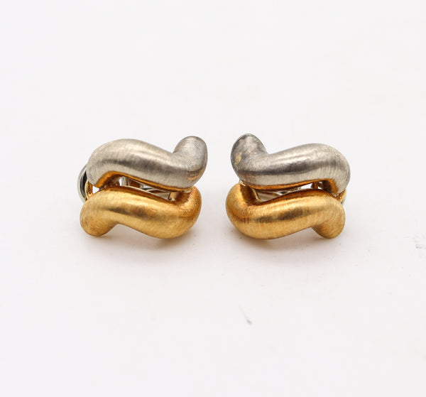 BUCCELLATI San Marcos Clips On Earrings In Two Tones Of 18Kt Gold