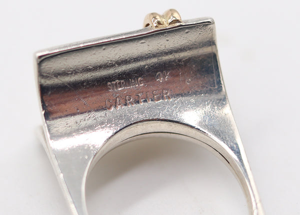 CARTIER 1970 Modernist Sculptural Ring In 14Kt Yellow Gold & Solid Sterling