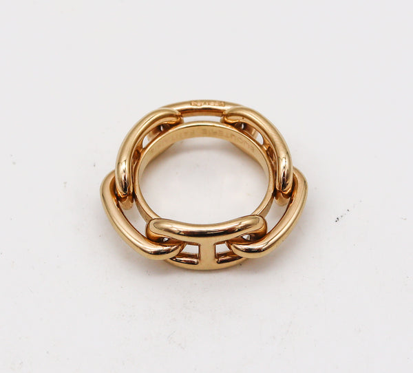 -Hermes Paris Vintage Chain D'Ancre Scarf Ring In 18Kt Yellow Gold Plated In Box