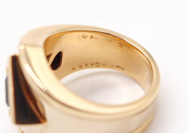 MARINA B. Modernist Alfa-Den Cocktail Ring In Solid 18Kt Gold With Blue Topaz