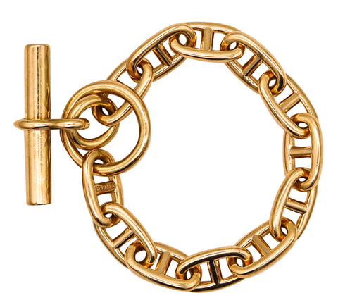 -Hermès Paris Rare Vintage Chaine D'Ancre Toggle Bracelet In Solid 18Kt Yellow Gold