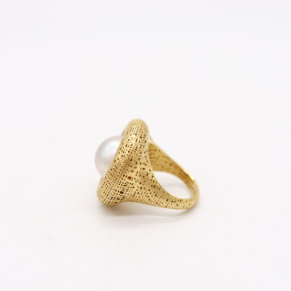 YOSSI HARARI Cocktail Ring In 18Kt Yellow Gold With Diamonds & Pearls