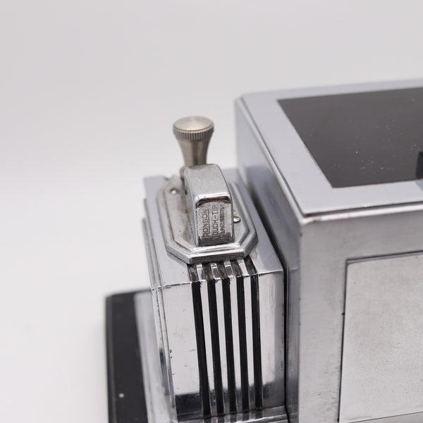 RONSON 1936 Art-Deco Machine Age Cigar Humidor Desk Box With Touch-Tip Striker