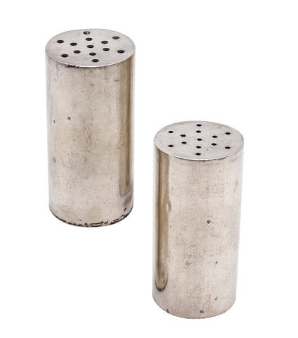 ALLAN ADLER 1950 Modernist Salt & Pepper Shakers In .925 Sterling Silver