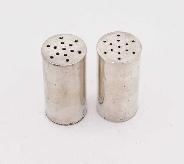 ALLAN ADLER 1950 Modernist Salt & Pepper Shakers In .925 Sterling Silver