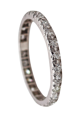 -Art Deco 1930 Eternity Ring In Platinum With European Round Diamonds