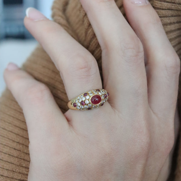 -Cartier Paris 1970 Corinth Ring In 18Kt Gold With 2.11 Ctw In Diamonds And Rubies
