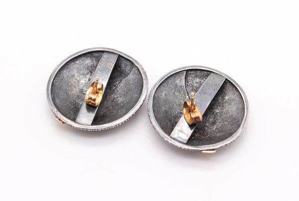 CAROLINE STRIEB 1980 Modernist Sculptural Earrings In 18Kt Gold And 925 Sterling