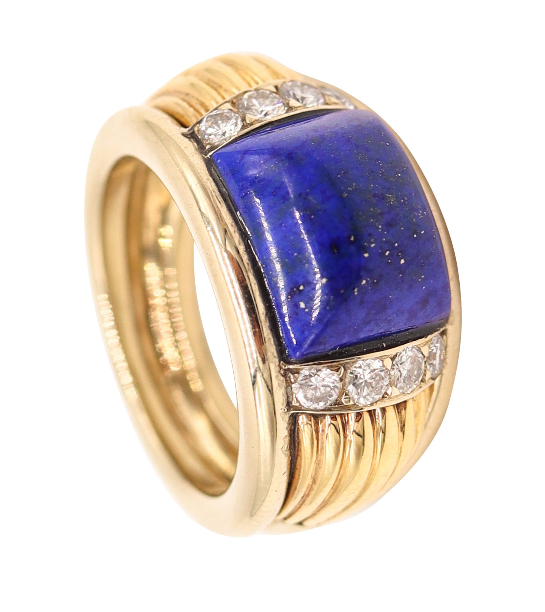 VAN CLEEF & ARPELS Cocktail Ring In 18Kt Yellow Gold With Lapis And Diamonds