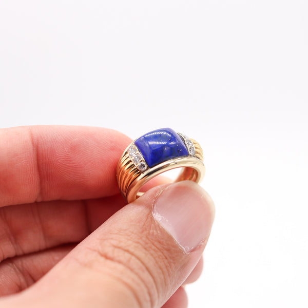 VAN CLEEF & ARPELS Cocktail Ring In 18Kt Yellow Gold With Lapis And Diamonds