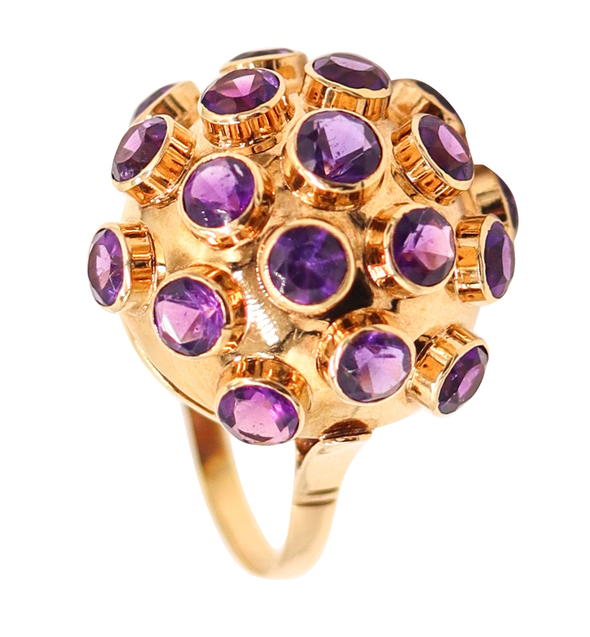 SPUTNIK 1950 Netherlands Cocktail Ring In 18Kt Yellow Gold With Purple Amethysts
