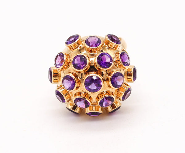 SPUTNIK 1950 Netherlands Cocktail Ring In 18Kt Yellow Gold With Purple Amethysts