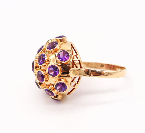SPUTNIK 1950 Netherlands Cocktail Ring In 18Kt Yellow Gold With Purple Amethysts