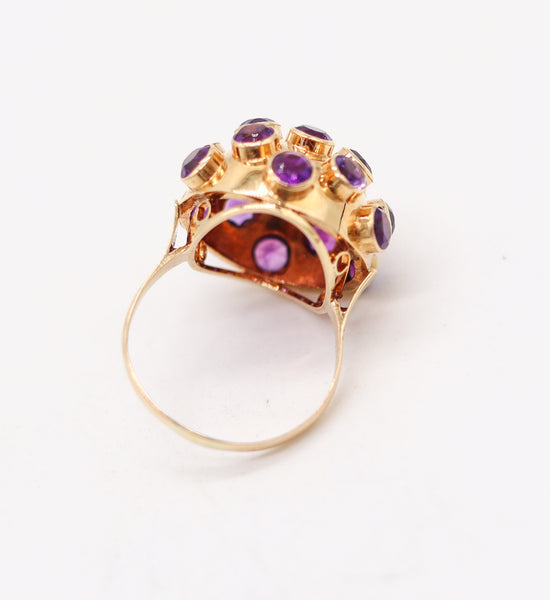 SPUTNIK 1950 Netherlands Cocktail Ring In 18Kt Yellow Gold With Purple Amethysts