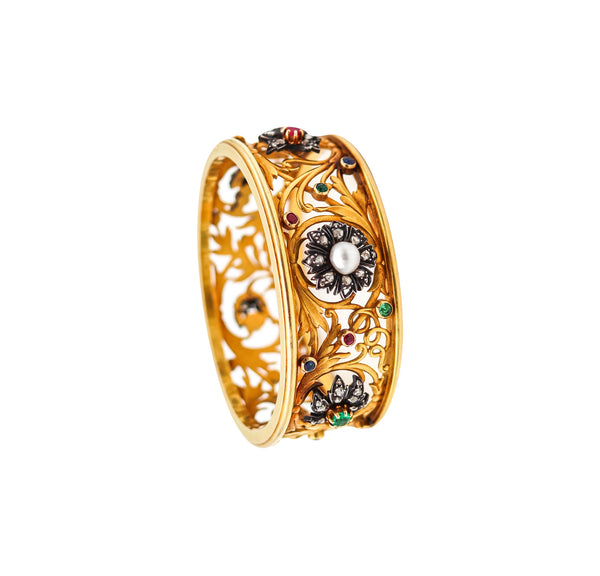 FROMENT-MEURICE 1890 Art Nouveau Bangle Bracelet 18Kt Gold With Gemstones