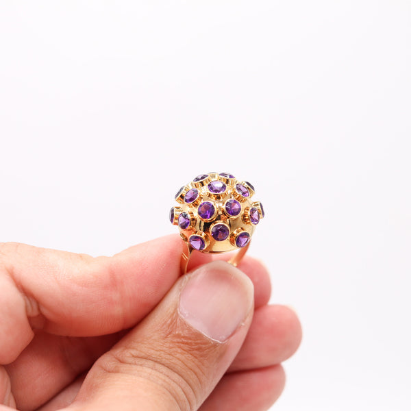 SPUTNIK 1950 Netherlands Cocktail Ring In 18Kt Yellow Gold With Purple Amethysts