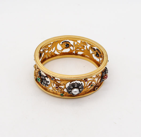 FROMENT-MEURICE 1890 Art Nouveau Bangle Bracelet 18Kt Gold With Gemstones